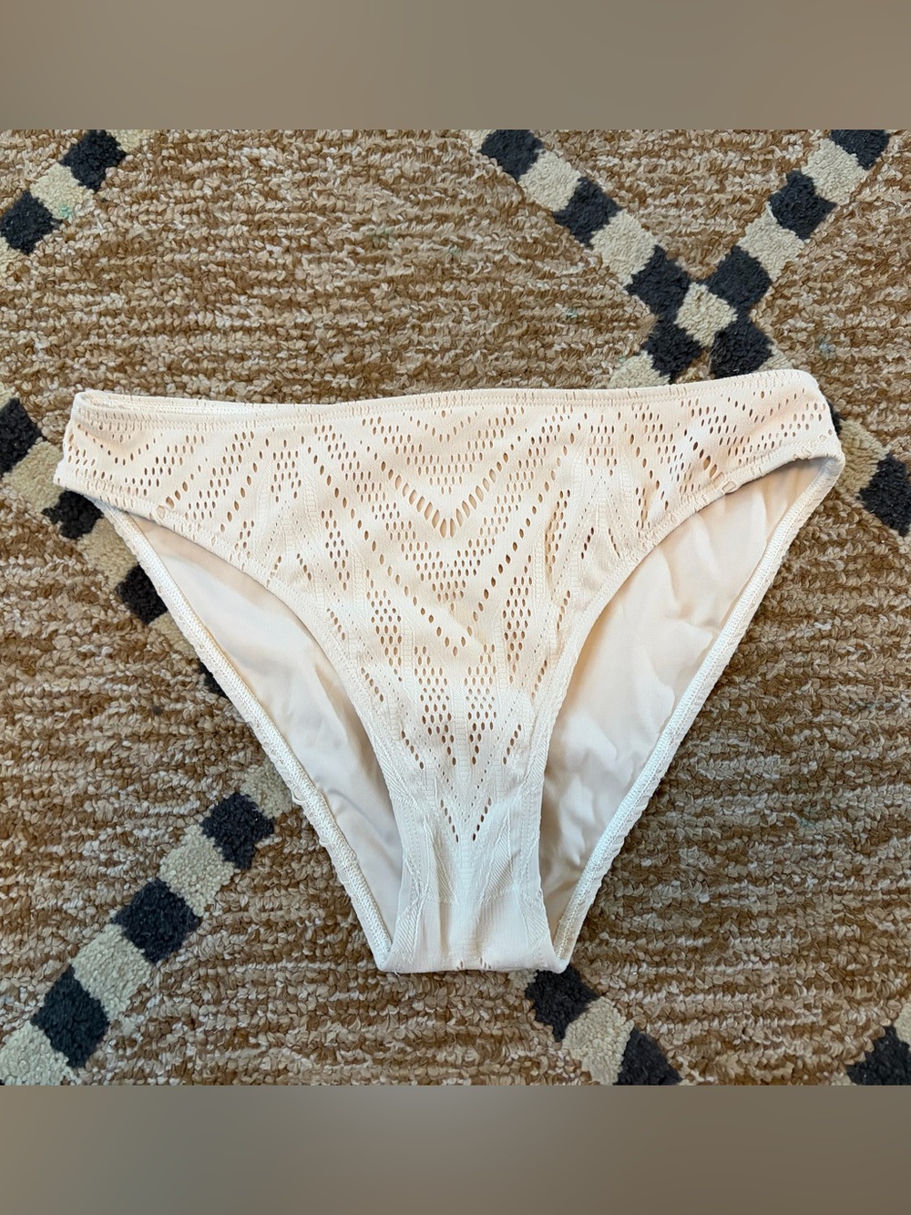 Vitamin A Cream Crochet-Style Bikini Bottom